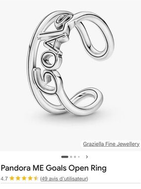 Pandora Silver 'Goals' Open Script Ring